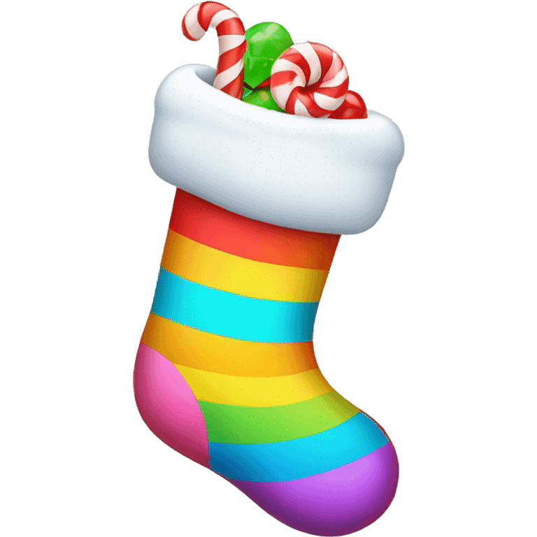 christmas stocking with pastel rainbow candy emoji