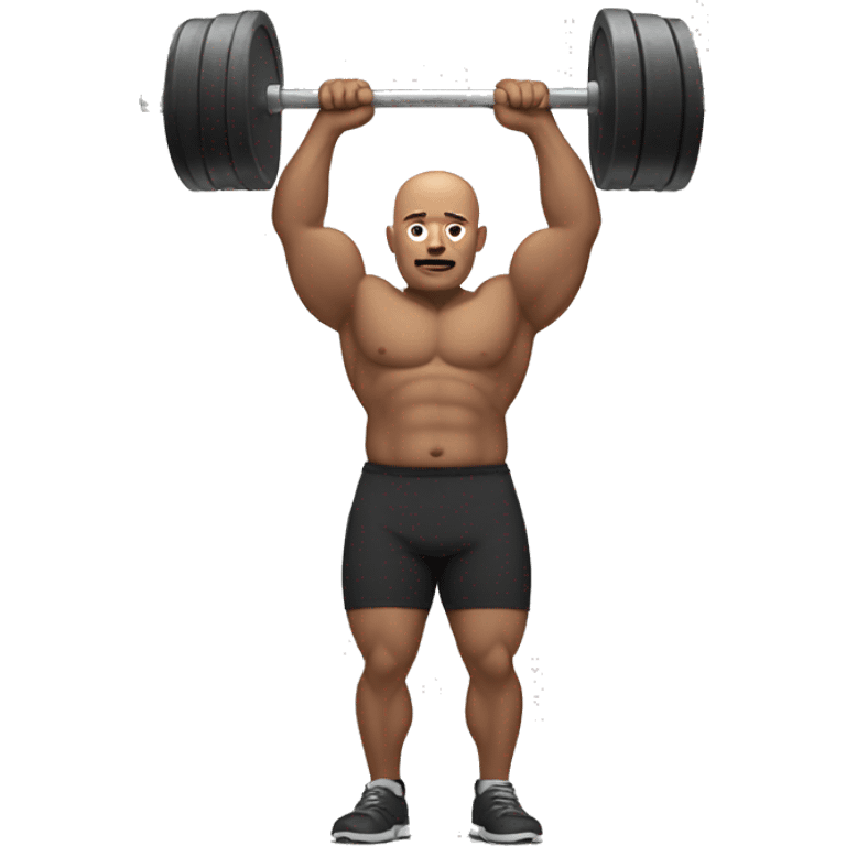 Chunky bald man lifting weights emoji