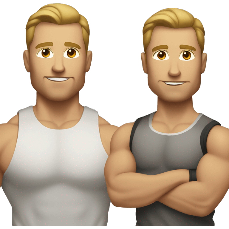 swole Gym bro with no beard or mustache, white male with light brown hair emoji