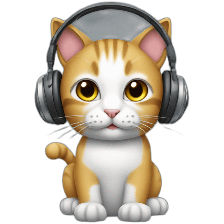 cat wearing headphones and a microphone emoji