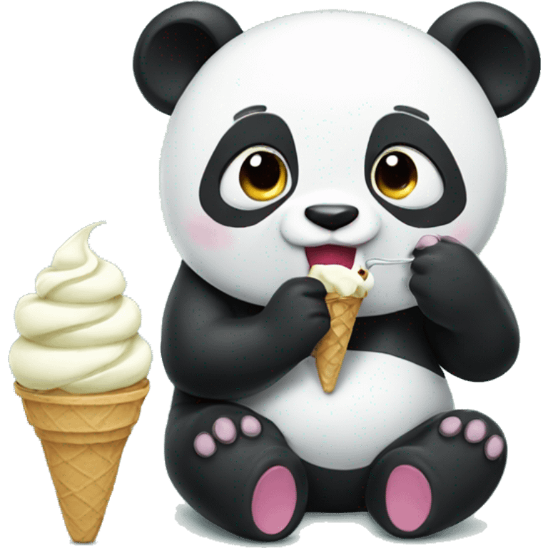 Panda eating ice cream emoji