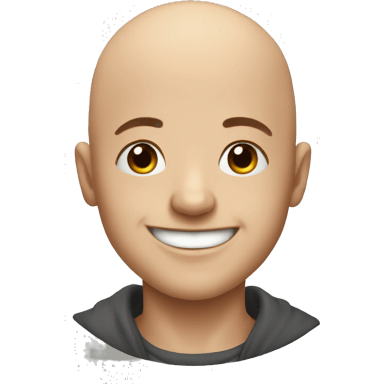 happy bald boy drawing portrait emoji