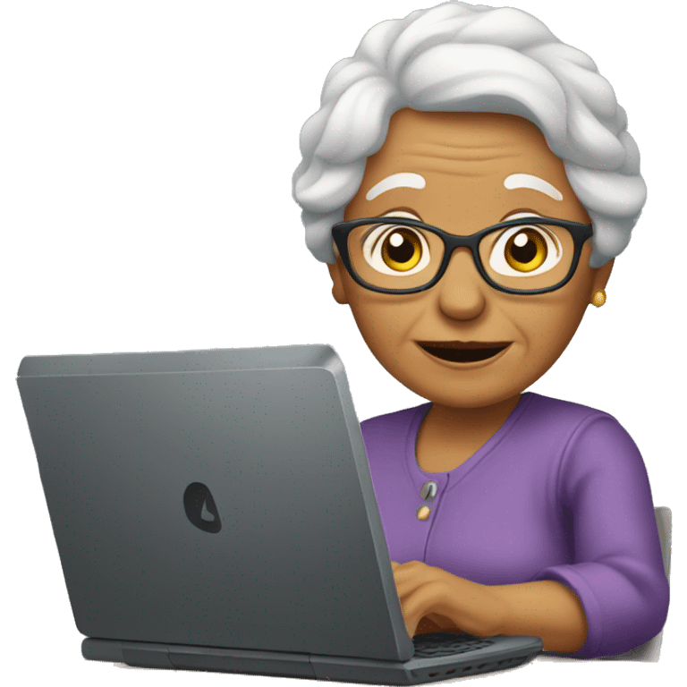 grandma on a computer emoji