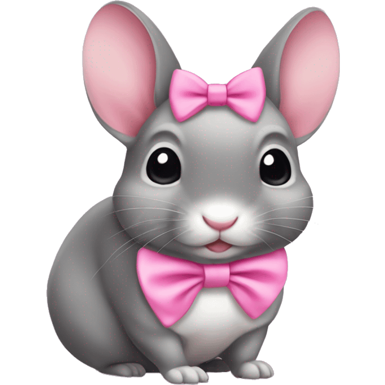 Cute chinchilla wearing a pink bow  emoji