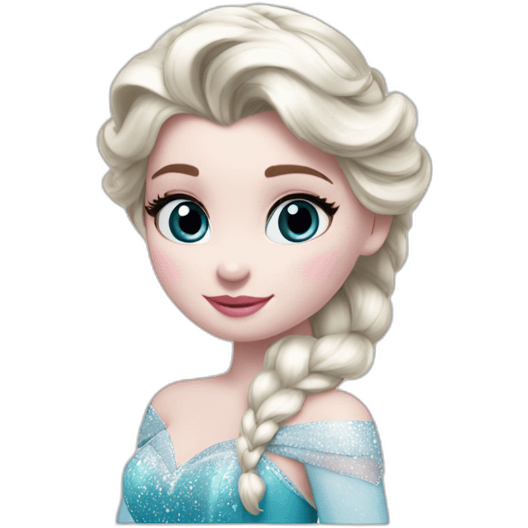 Elsa in Frozen kissing hello kitty emoji