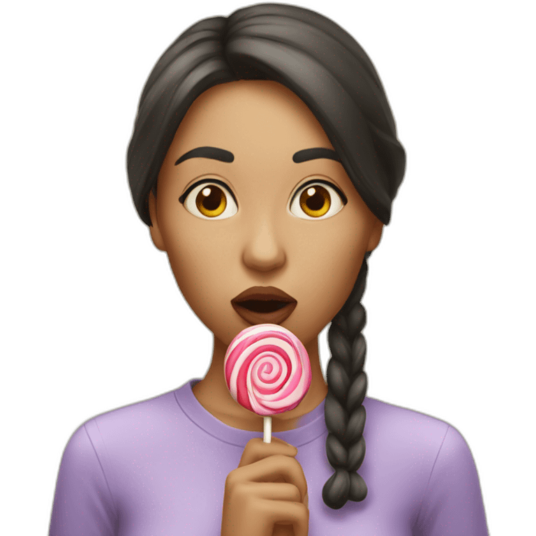 Woman sucking lollipop emoji