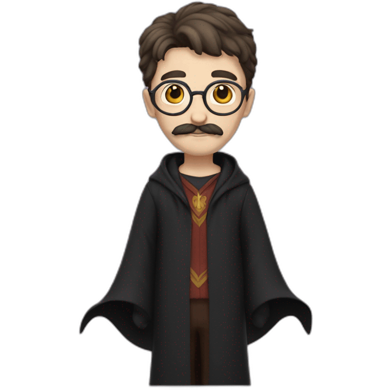 Harry Potter wizard with mustache and no glasses, full body emoji