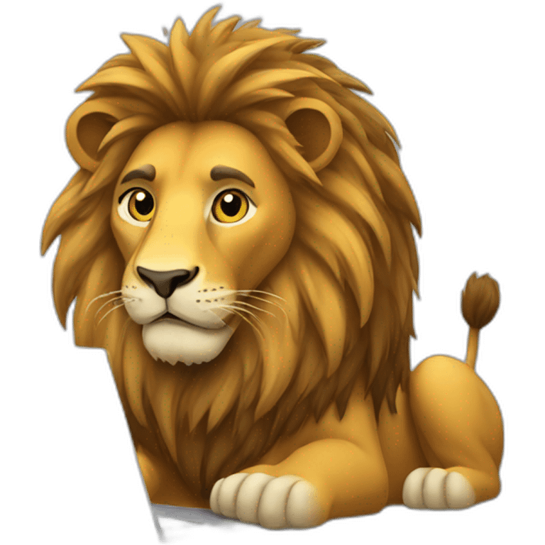 a lion using a laptop emoji