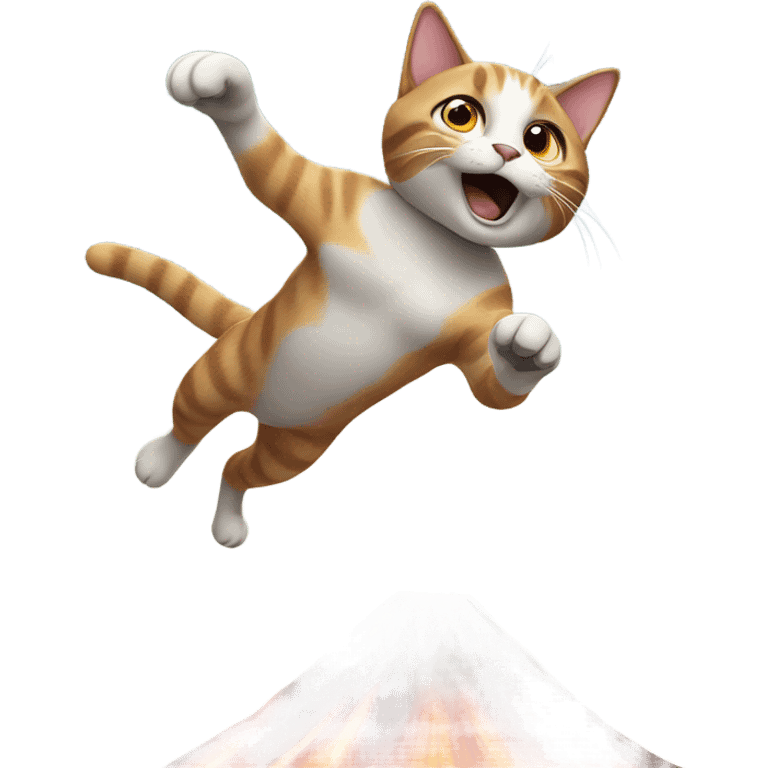 Cat Backflip over volcano emoji