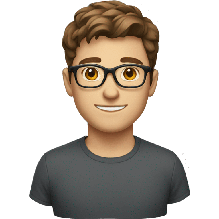 young caucasian man with glasses and brown hair emoji