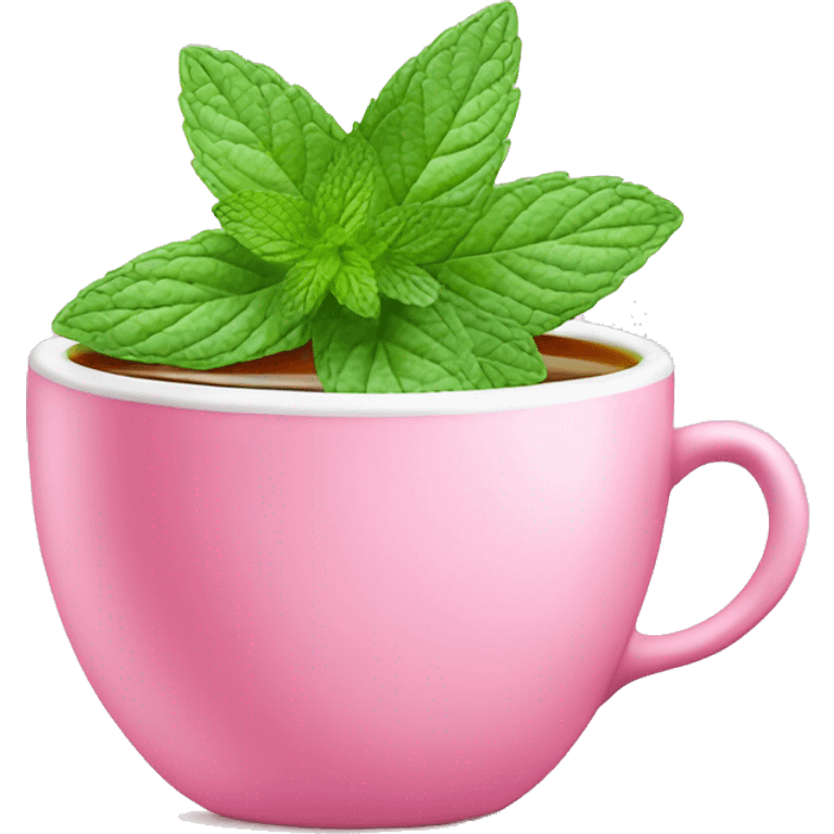 Tea with mint in pink cup emoji