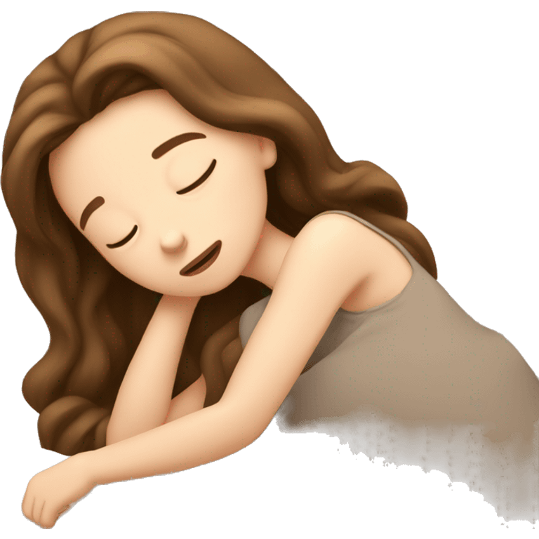 Brown hair pale girl falling asleep while sitting emoji