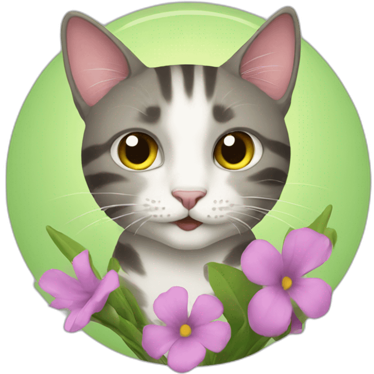 Cat eating flowers emoji