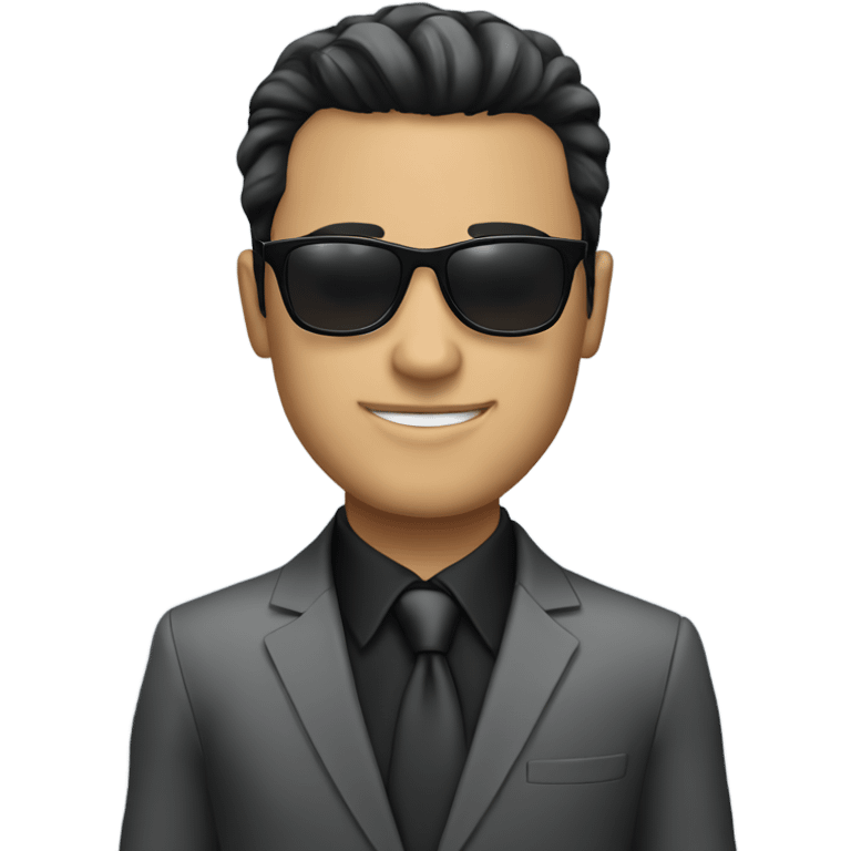 Young white with black hair businessman wearing sunglasses and a suit emoji