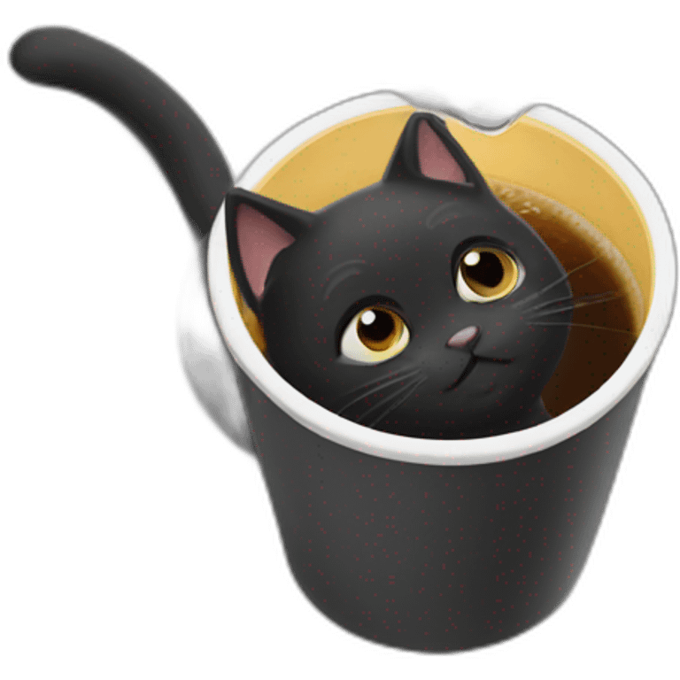 Black cat drinking from cup emoji