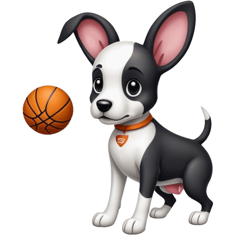 Basketball playing dog with long ears, that’s black and white emoji