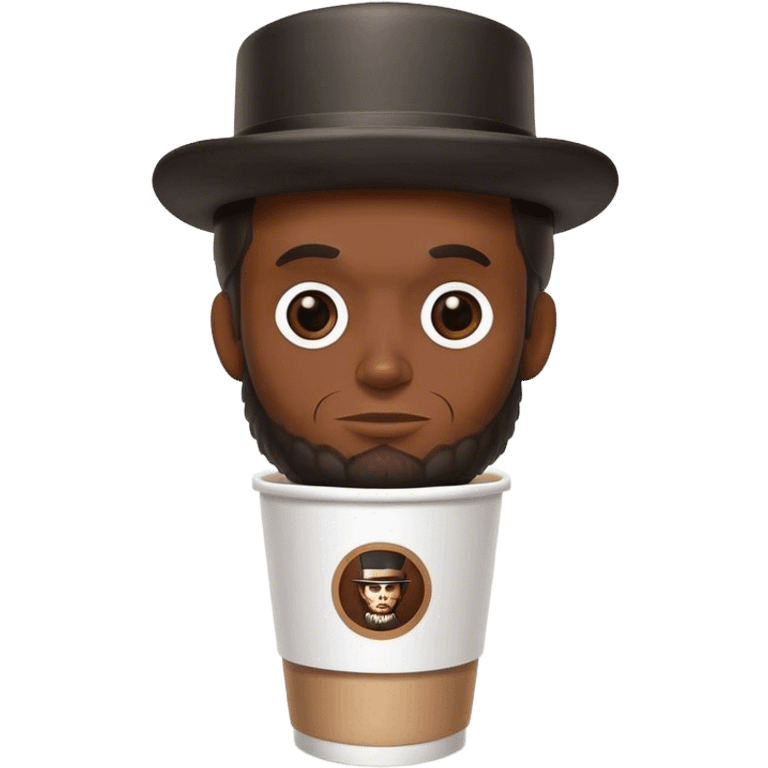 Abe Lincoln with his hat, as a logo on a to-go coffee cup.  emoji