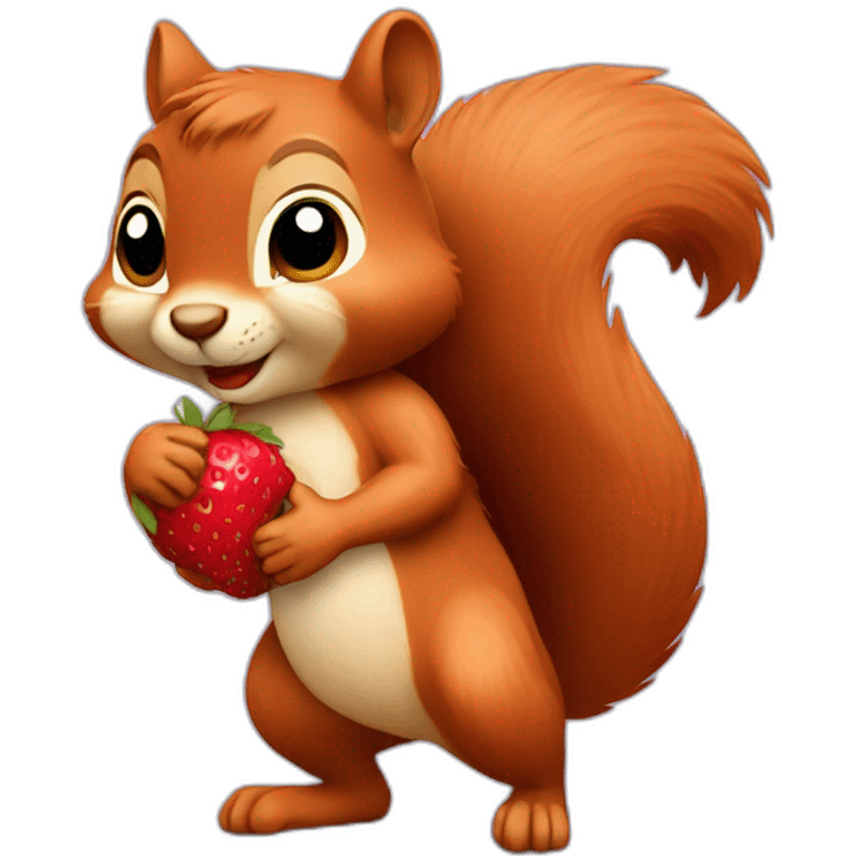 a squirrel holds strawberries in its paws emoji