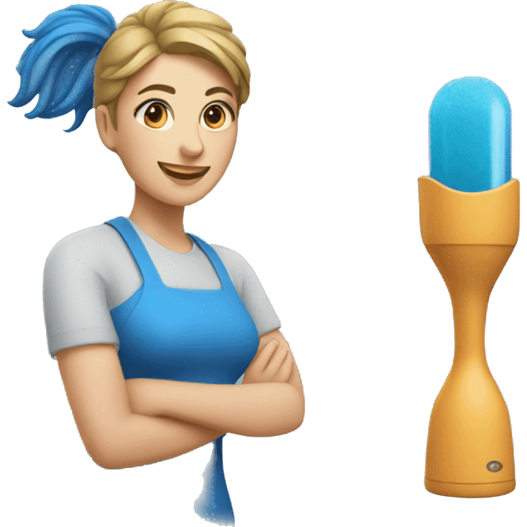 A blue blender and a woman emoji