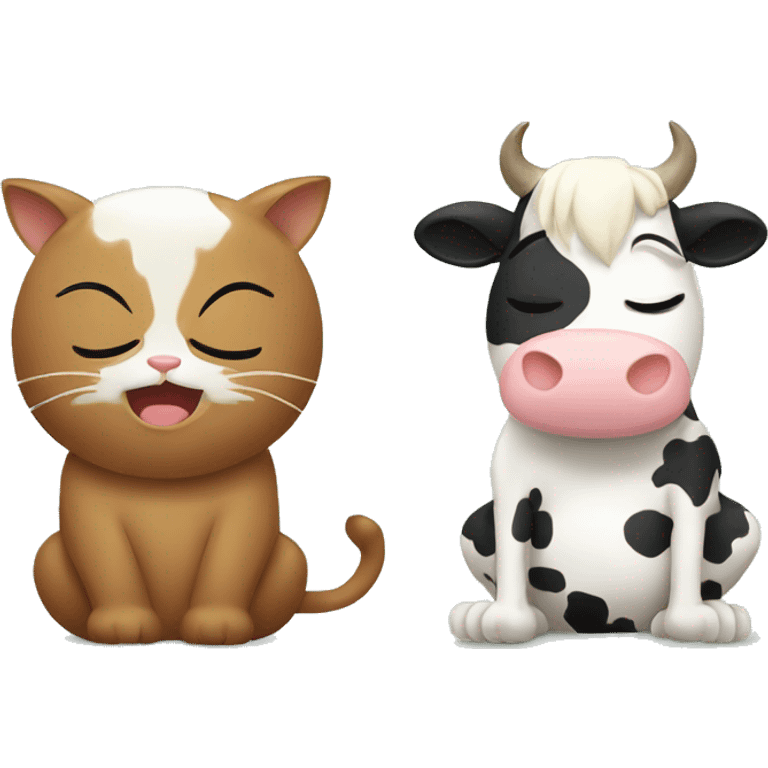 Cat and cow doing yoga emoji