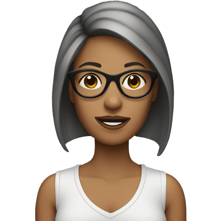 Women with sidecut and Black Glases emoji