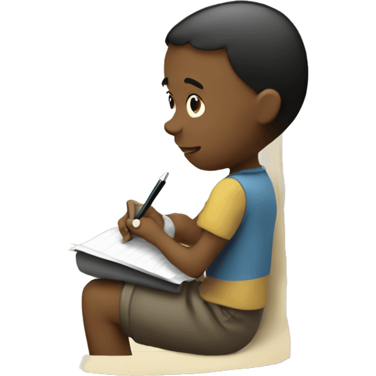 child  taking notes with paper and pen emoji