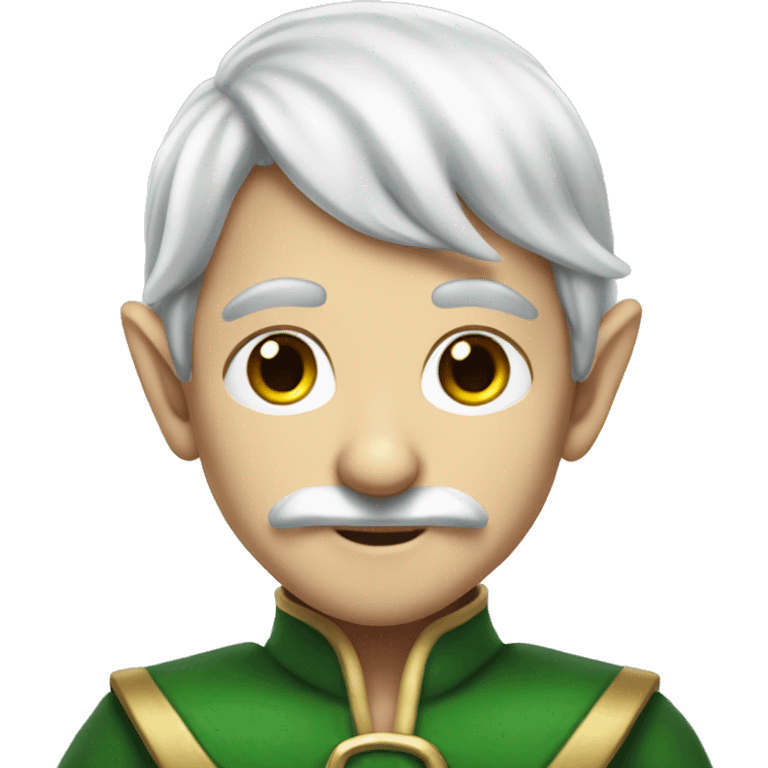 a young white haired elf with a big black mustache disgui emoji