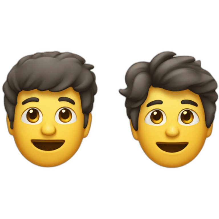 dois amigos abraçados comemorando olhando celular emoji