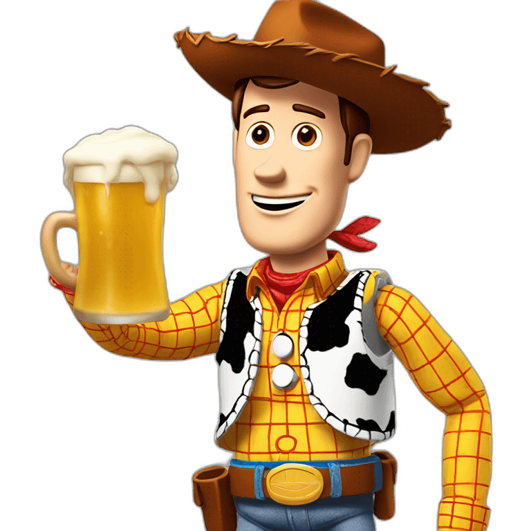 woody toy story holding a beer emoji