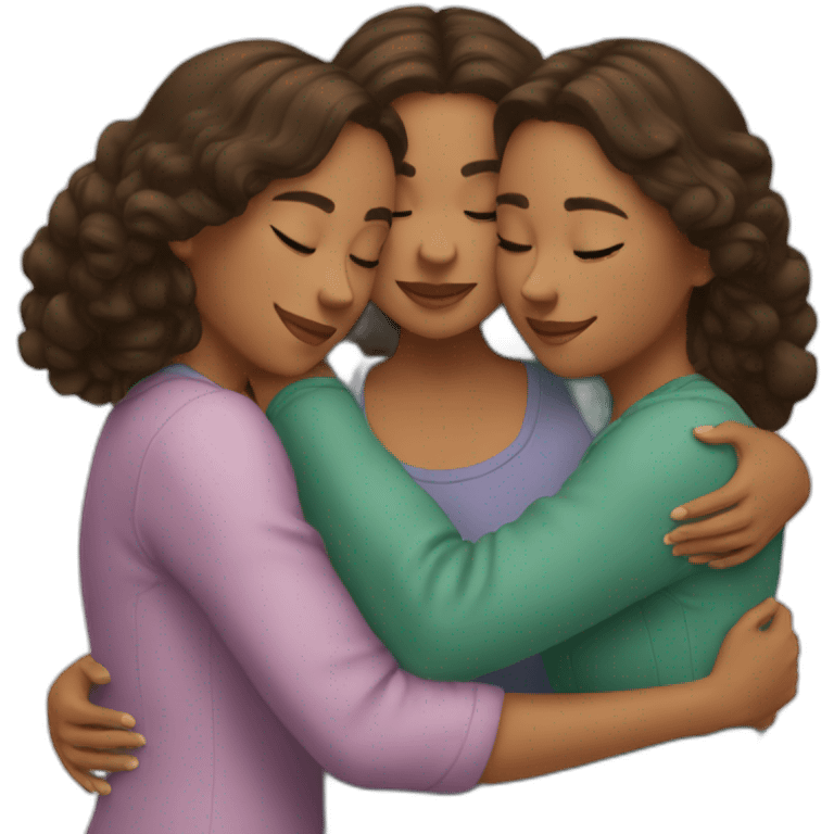 3 sisters hugging emoji