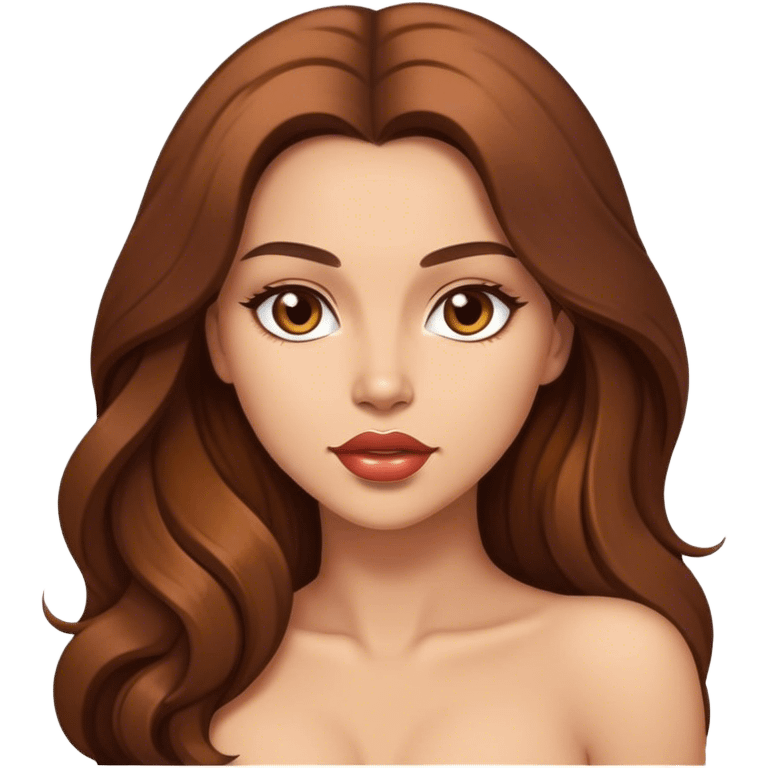 sexy woman long brown hair, emoji