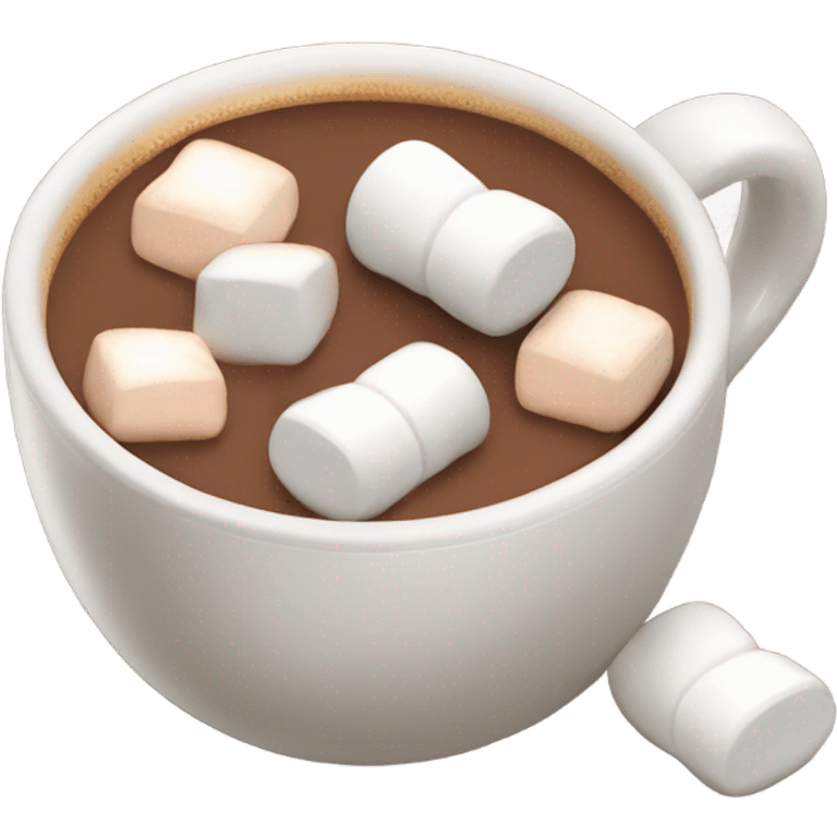 Light brown mug of hot chocolate with marshmallows  emoji