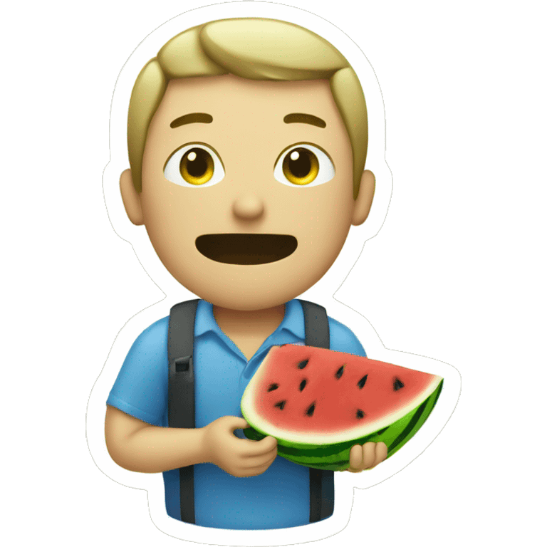 man eating watermelon emoji