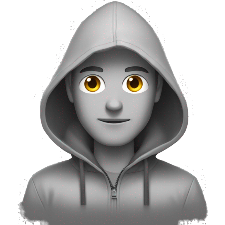 grayscale man in a hooded jacket emoji