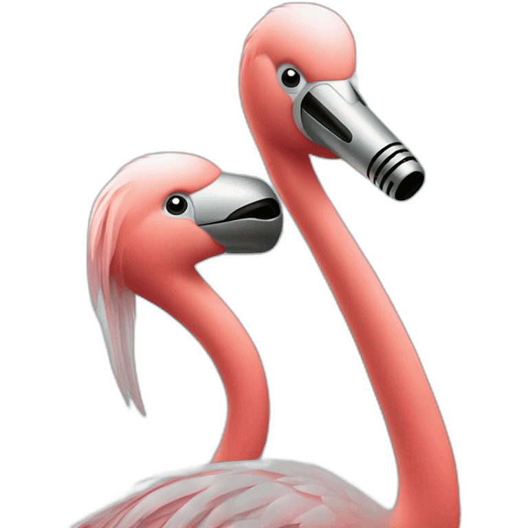 flamingo singing into the microphone emoji