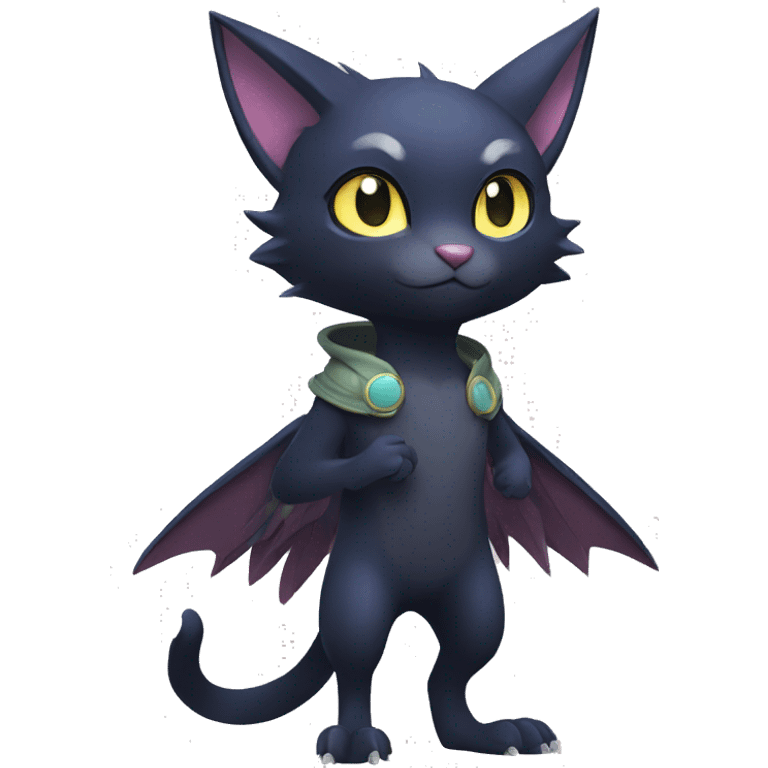 Cool Anthro Black Noibat-Quilava-Cat-Pokémon Full Body emoji