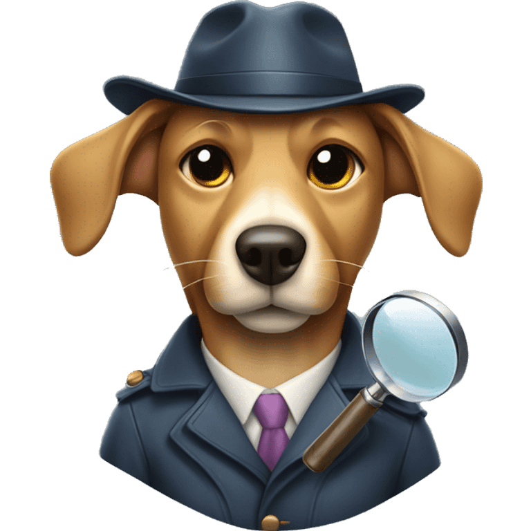 dog detective holding a magnifying glass with his mouth emoji