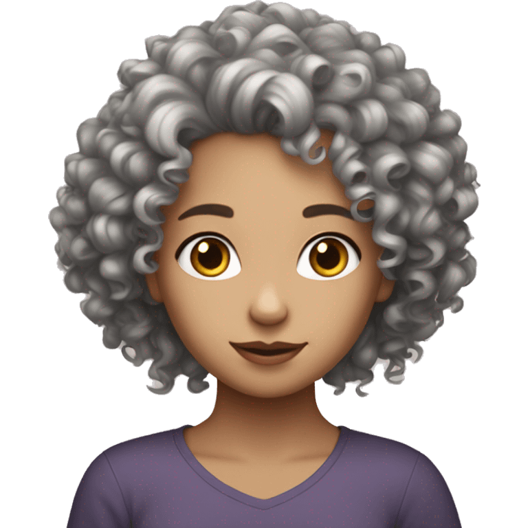 curly girl white skin, with brunnet hair emoji