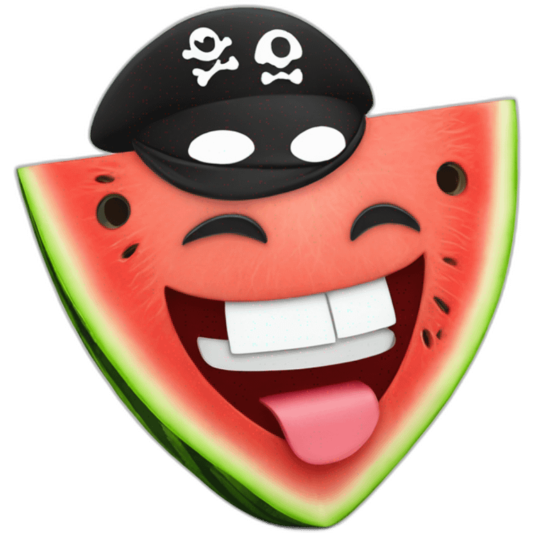 laughing watermelon with a pirate eye patch emoji