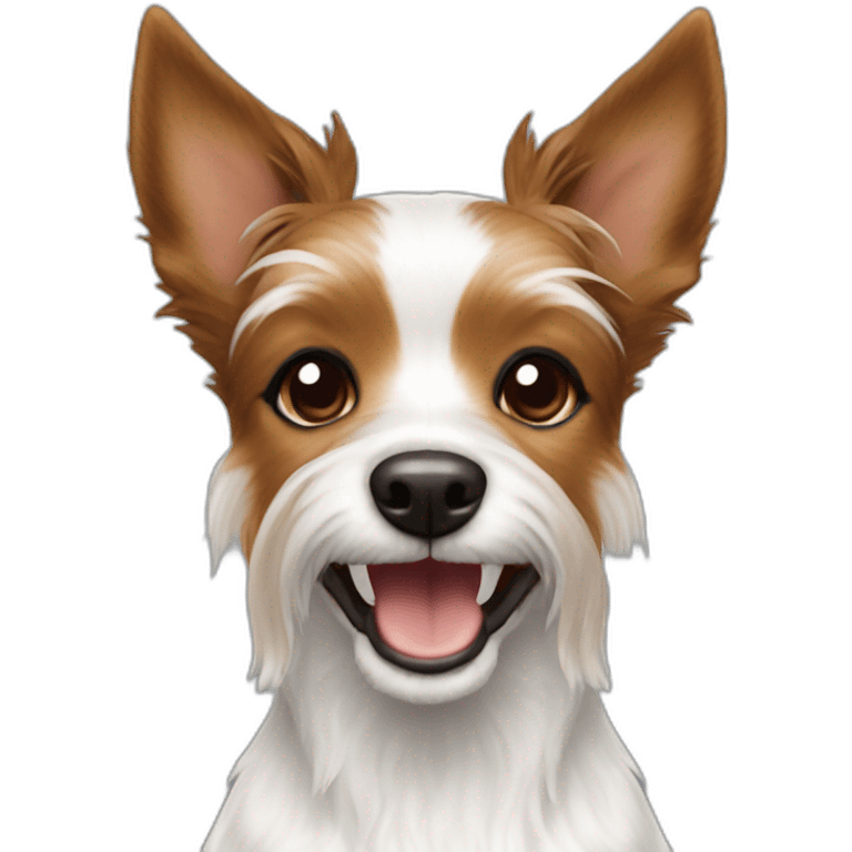 smiling female white and brown toy fox terrier with long fur emoji