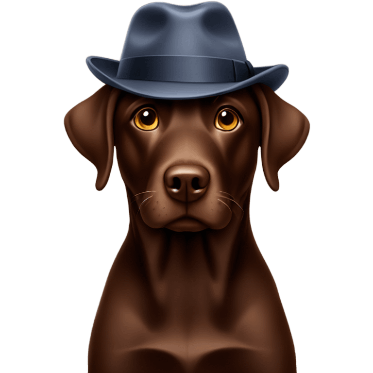 Chocolate lab wearing a fedora emoji