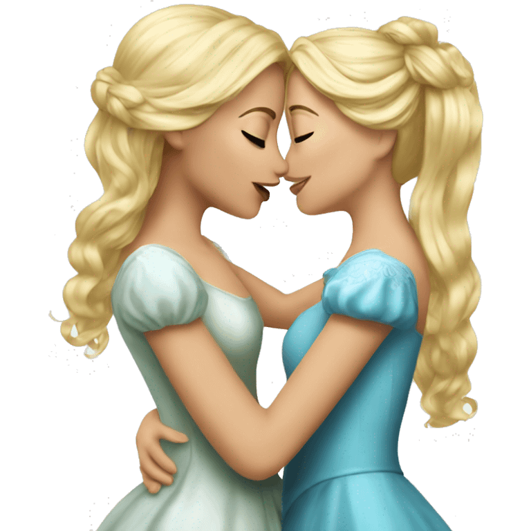 2 women princesses couple blonde kiss emoji