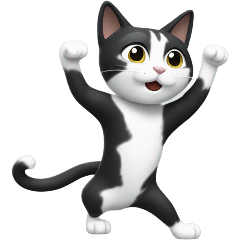 black and white cat dabbing  emoji