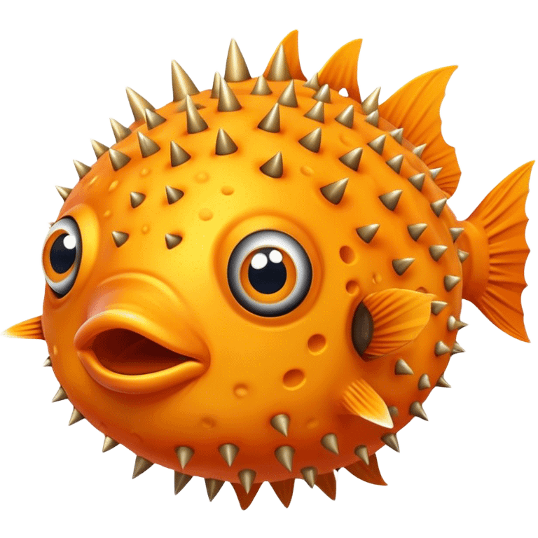 All Orange PufferFish with Spikes Only sidefins facing forward emoji