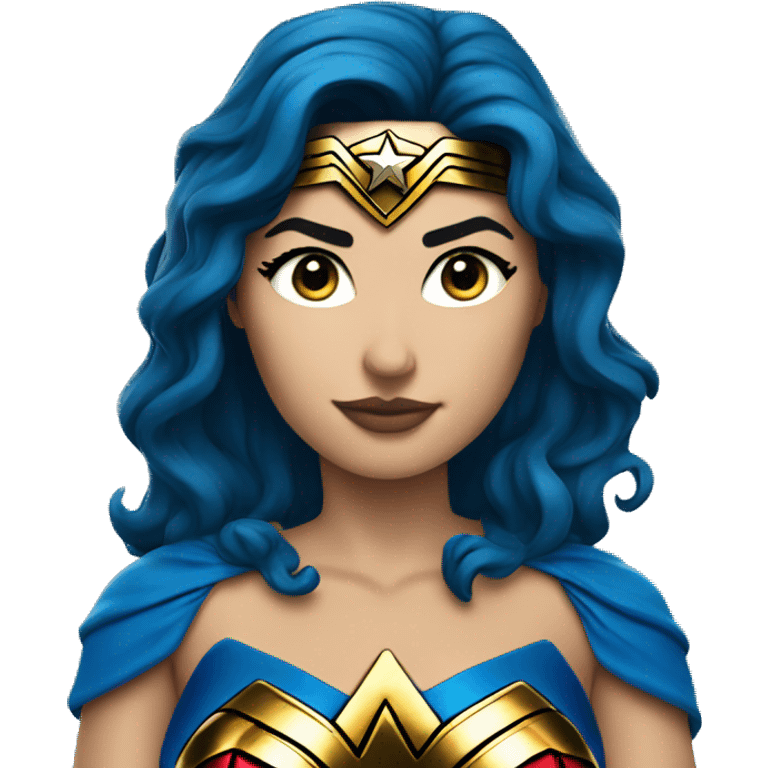 wonder woman face blue costume emoji