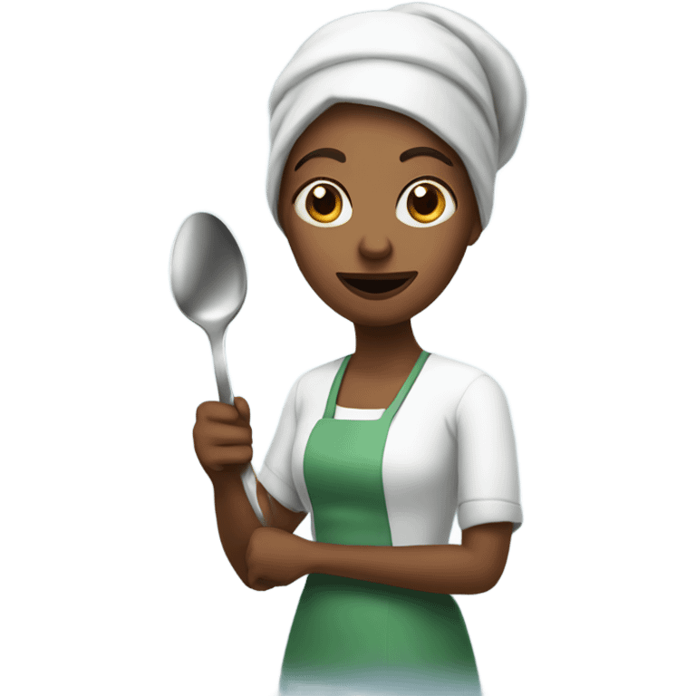 Lady holding a spoon emoji