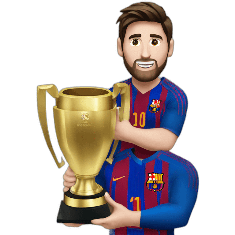 messi con el trofeo del campeonato mundial de futbol emoji