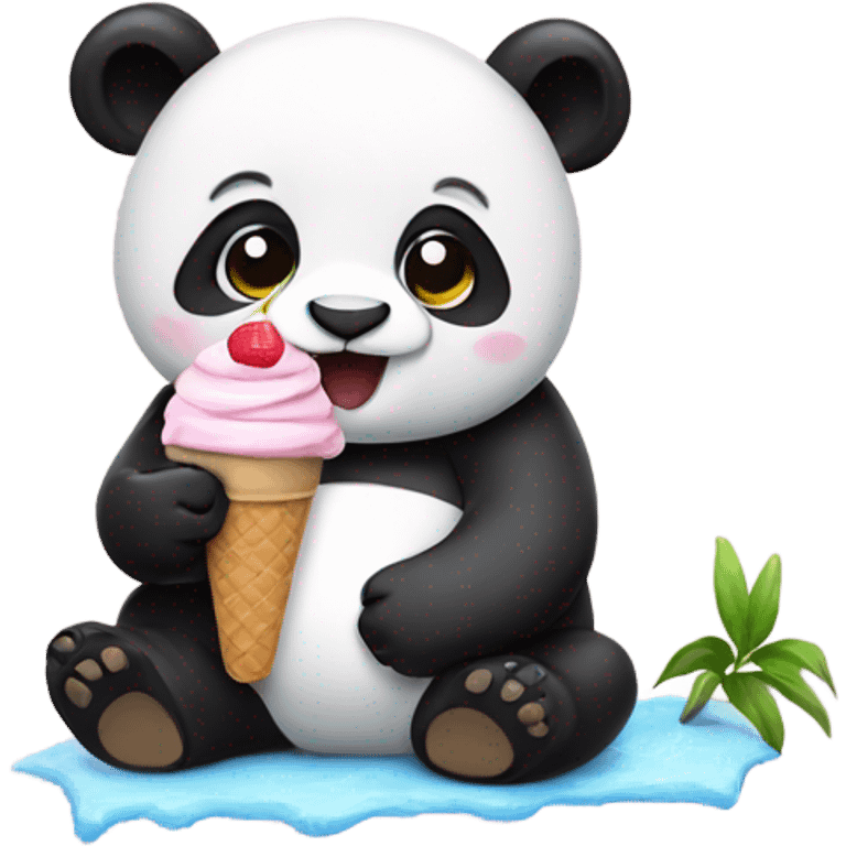 Panda eating ice cream emoji