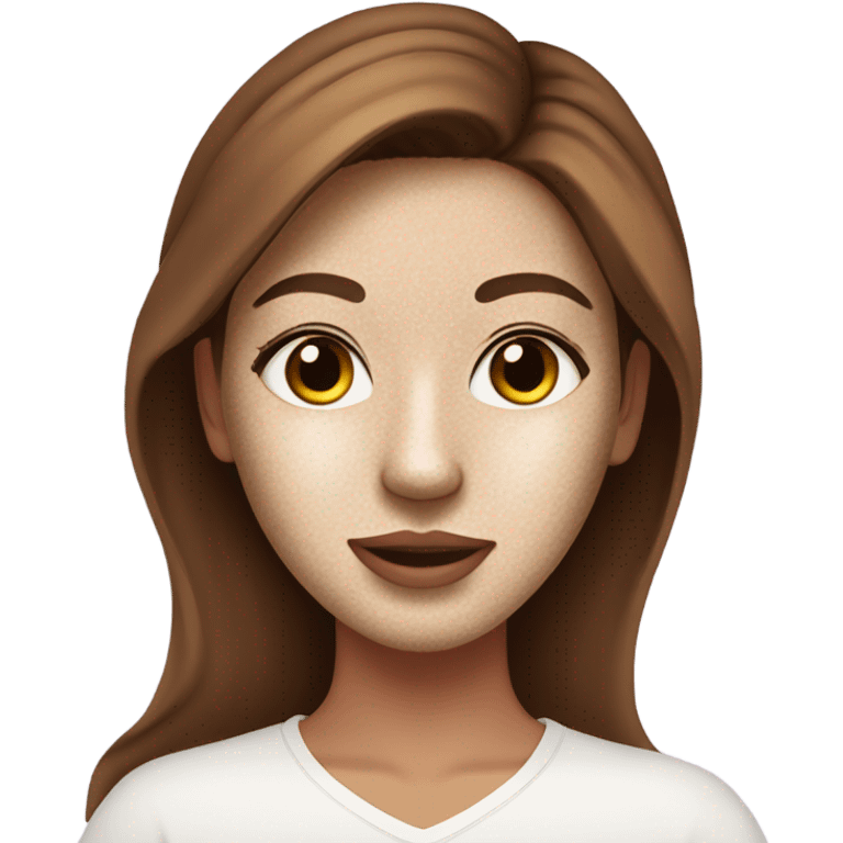 Girl with freackles Brown hair and white skin wears skin care mask emoji