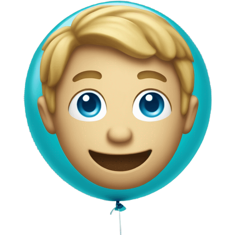 a cyan balloon with a sigma face emoji